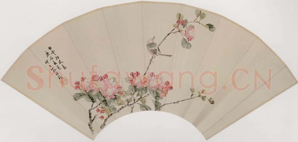 容祖椿《花鸟扇面》书画作品