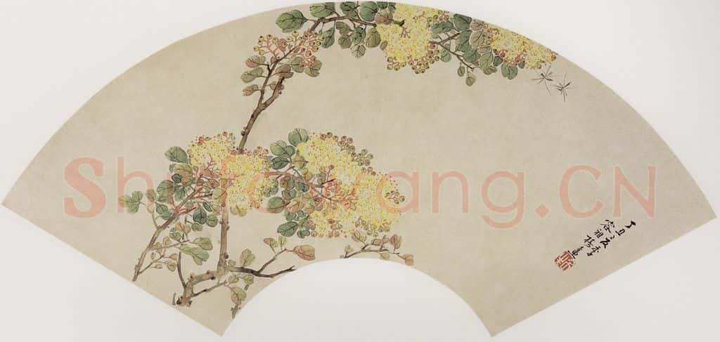 容祖椿《黄薇图扇面》书画作品