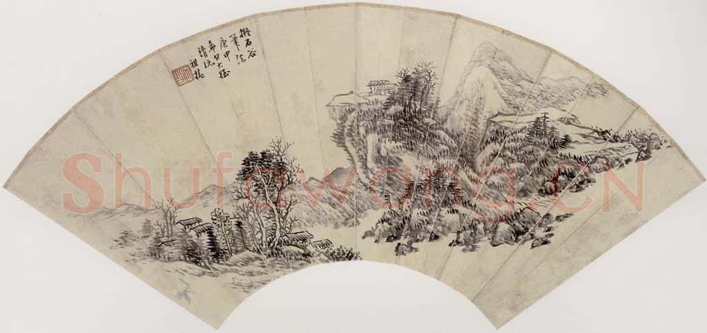 容祖椿《山水图扇面》书画作品