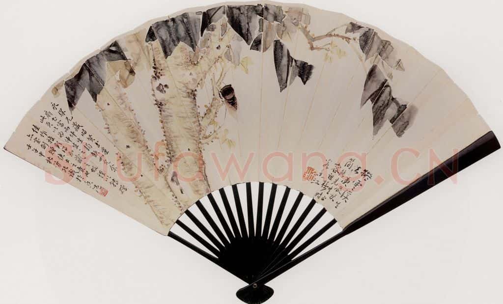  容祖椿《梧桐鸣蝉图扇面》书画作品