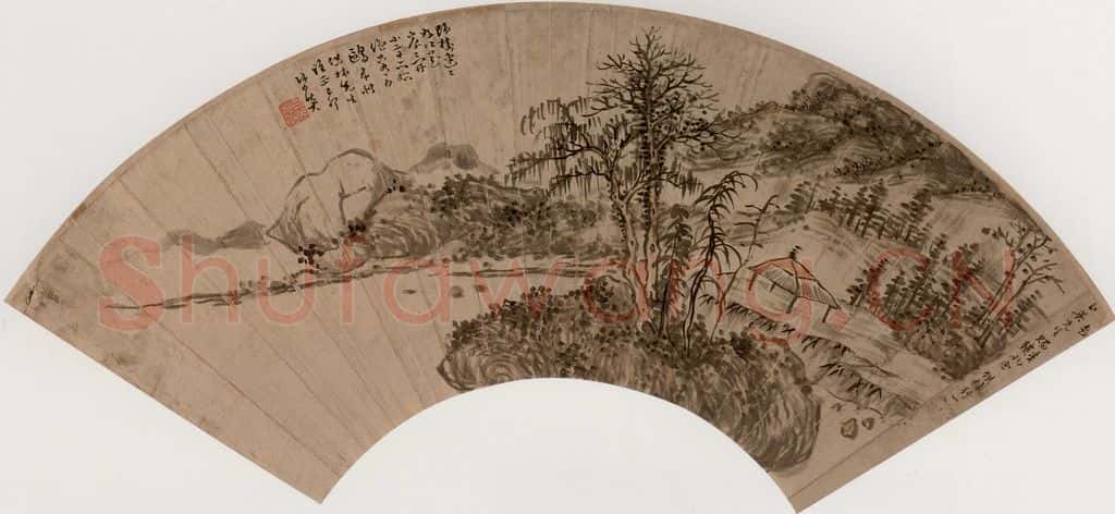  张白英《山水图扇面》书画作品