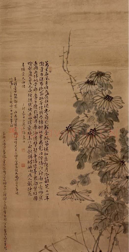 张白英《菊花图轴》书画作品