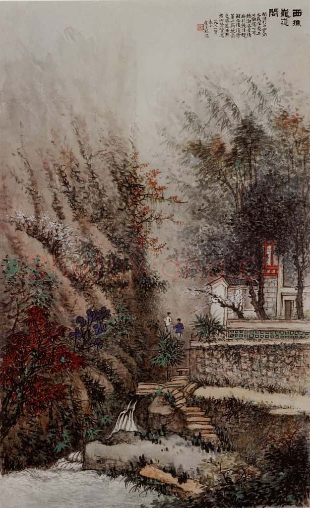 卢子枢《西樵巃嵸阁图轴》书画作品