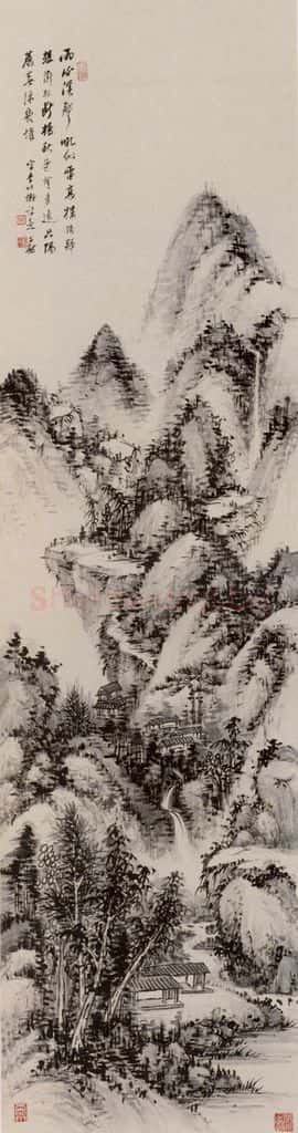 卢子枢《山水图屏》书画作品
