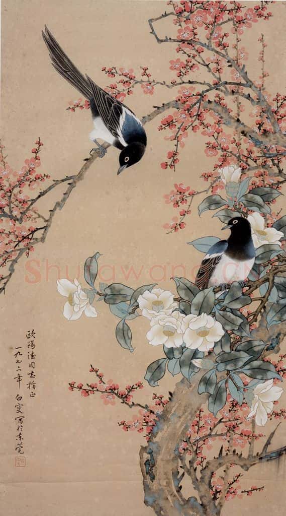  邓白《花鸟图轴》书画作品