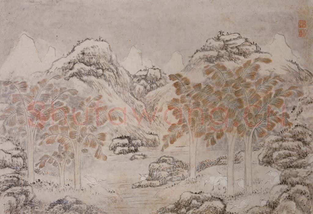 范熙祥《焦林白鹤图册页》书画作品