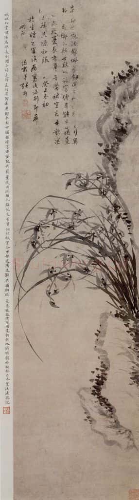 张敬修《兰石图轴》书画作品