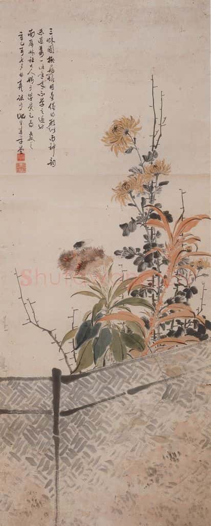 张嘉谟《三秋图轴》书画作品