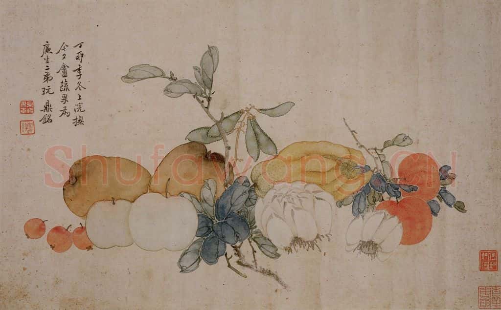 张嘉谟《花卉蔬果图册页》书画作品