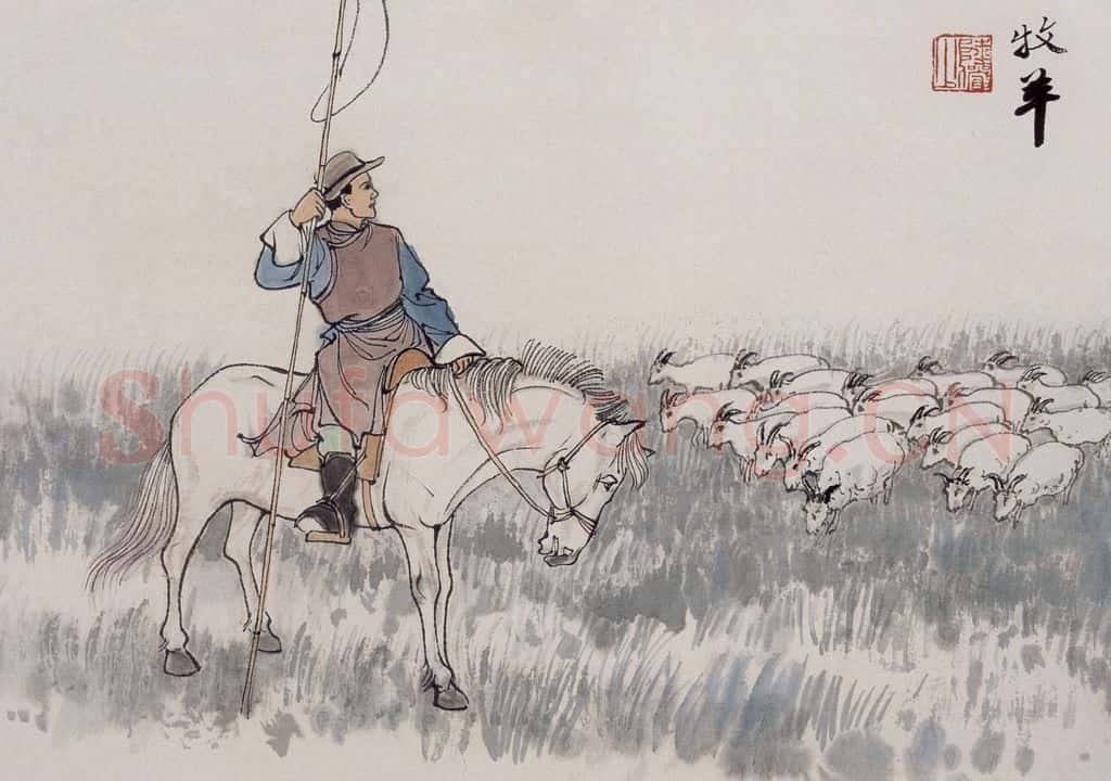 约20世纪50年代 陆俨少 摹陈洪绶人物 书画作品