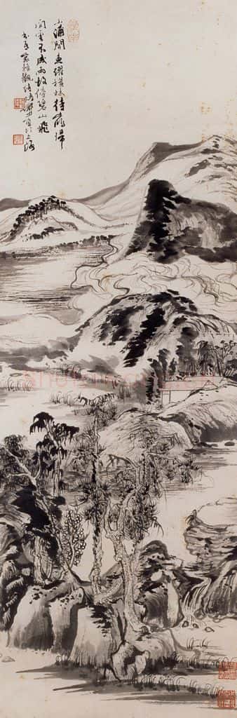 20世纪60年代 陆俨少《陆游诗意图》书画作品