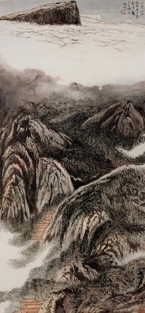 1963年 陆俨少《峨眉山月》书画作品