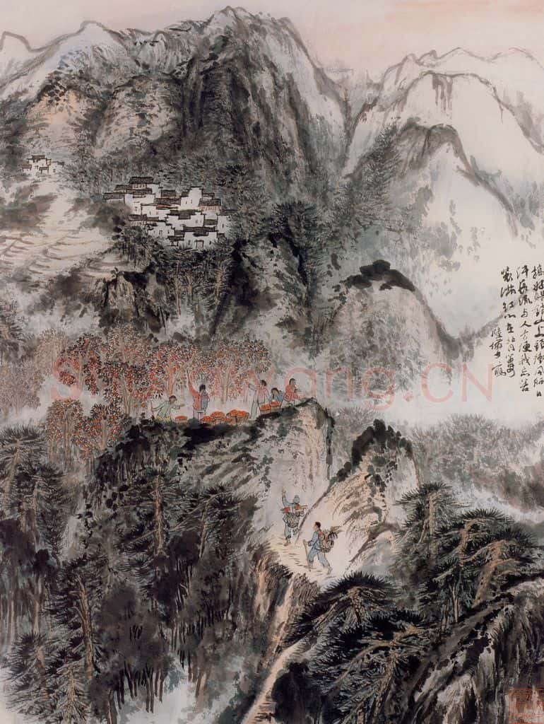 约20世纪60年代 陆俨少《红心背篓》书画作品