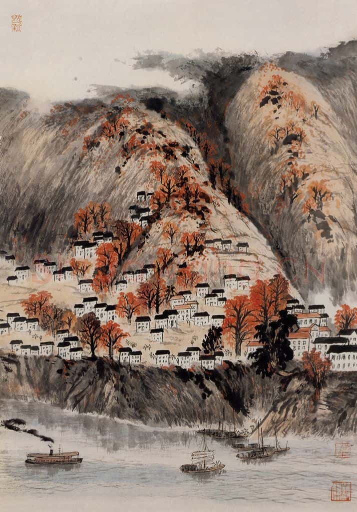 约20世纪60年代 陆俨少《秋色烂漫》书画作品