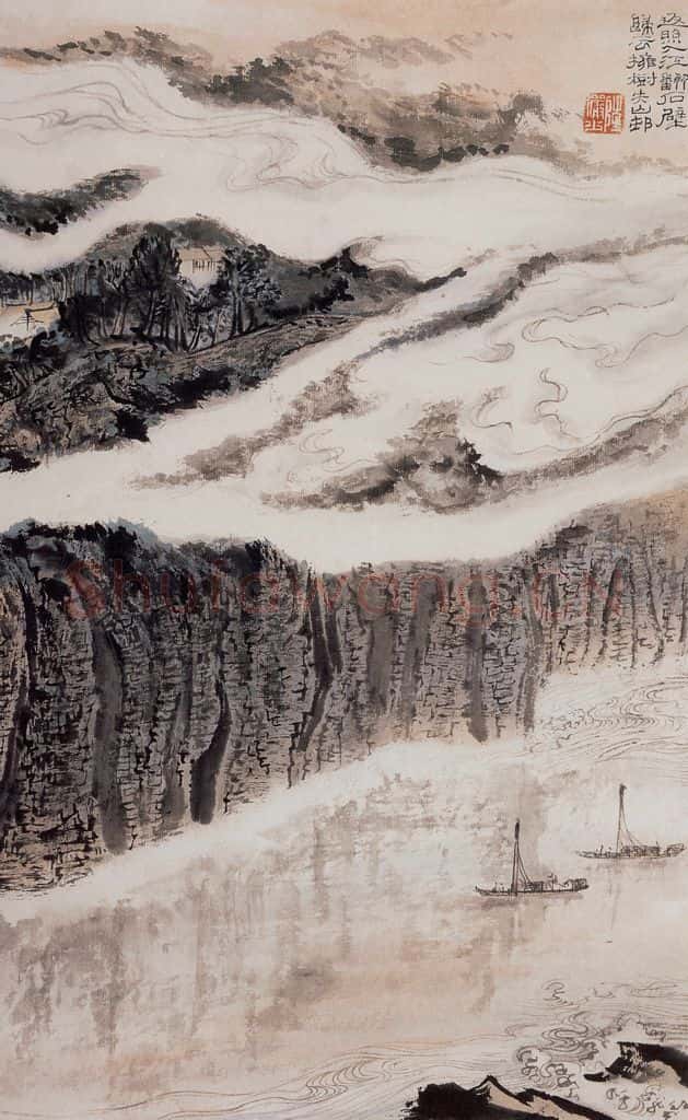 20世纪60年代 陆俨少《杜甫诗意图百开册》书画作品