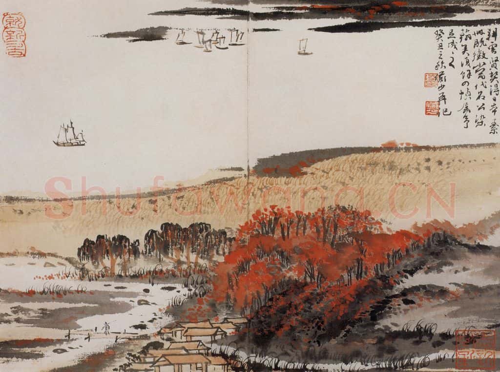 1973年 陆俨少 江行清旷 书画作品