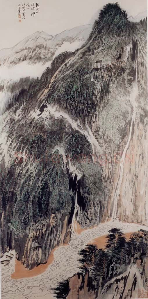约20世纪70年代 陆俨少 朱砂冲哨口 书画作品