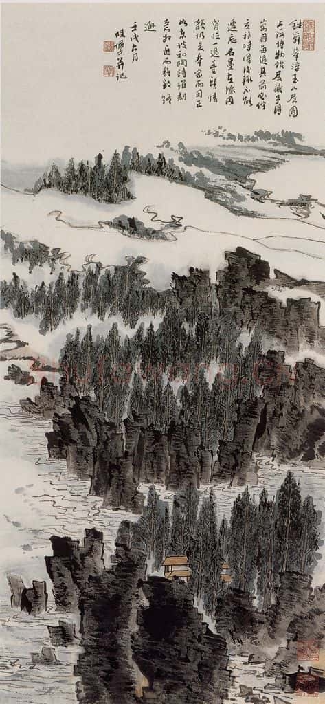 1982年 陆俨少 浮玉山居图 书画作品