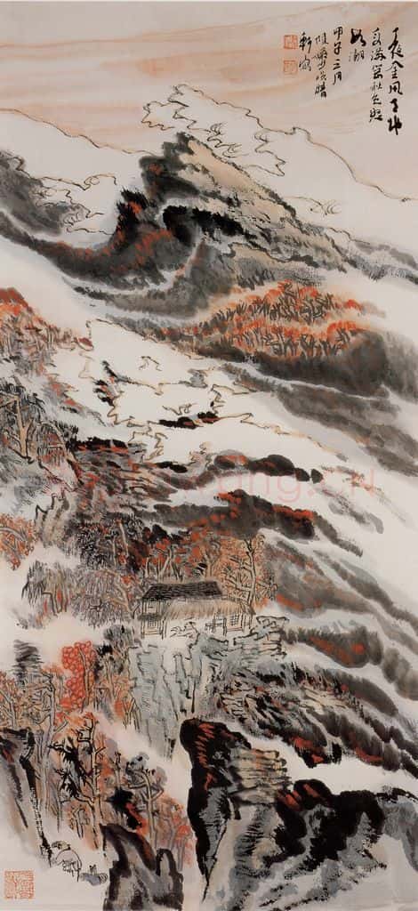 1984年 陆俨少 秋山访友图 书画作品