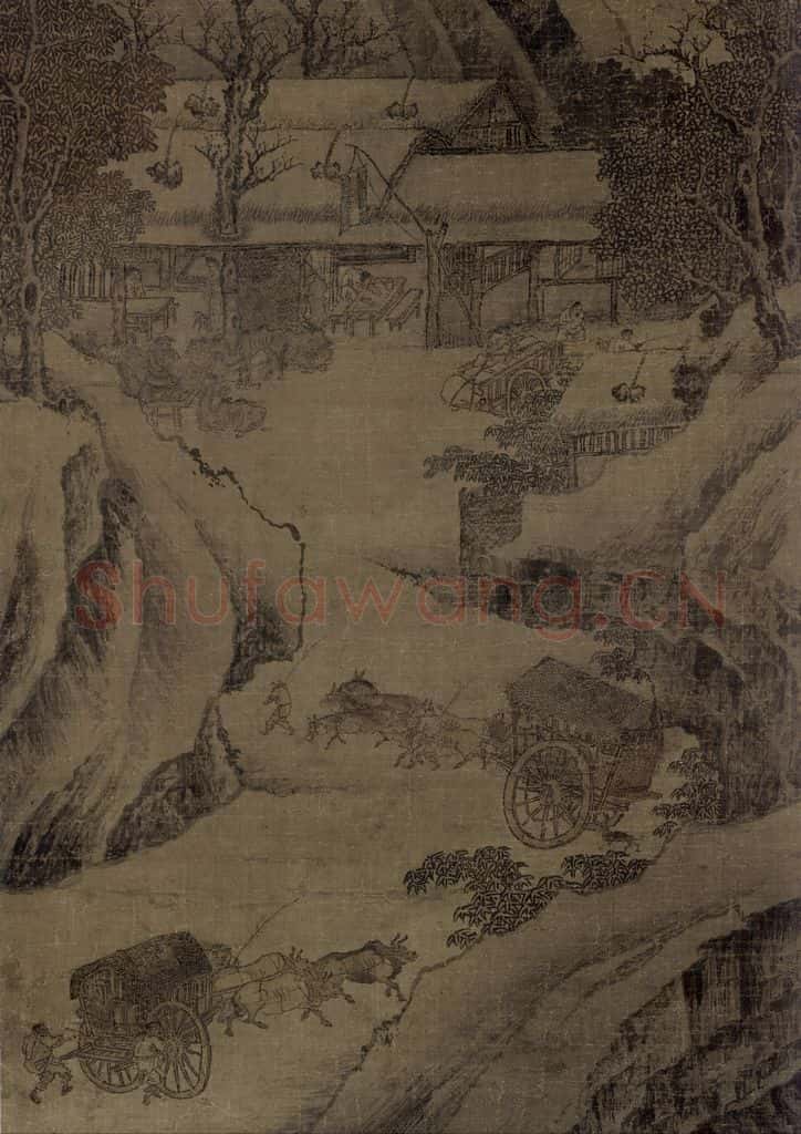 宋 朱锐《盤车图》书画作品