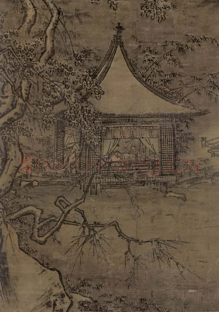 宋 佚名《雪阁临江图》书画作品