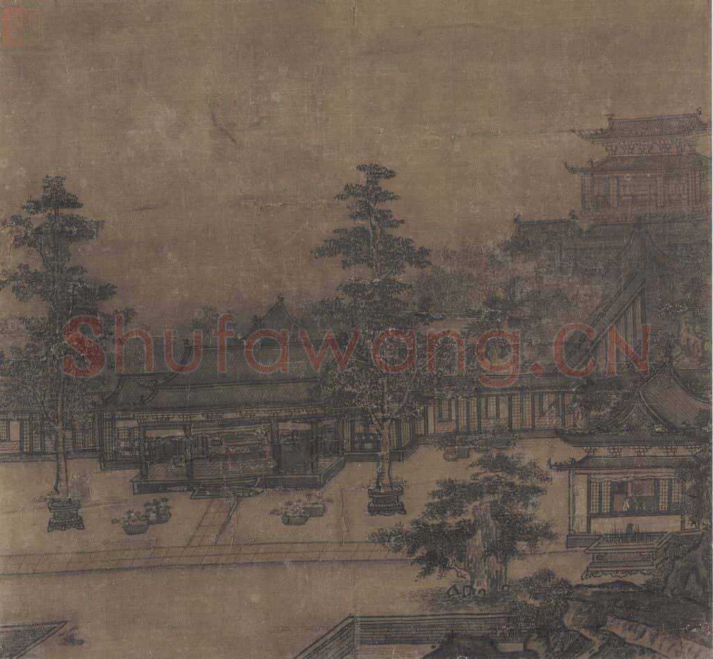宋 佚名《楼阁图》书画作品