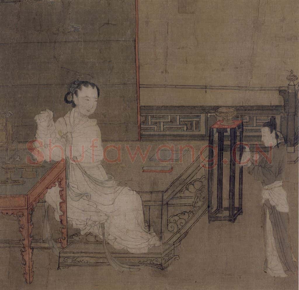 宋 佚名《调鹦图》书画作品