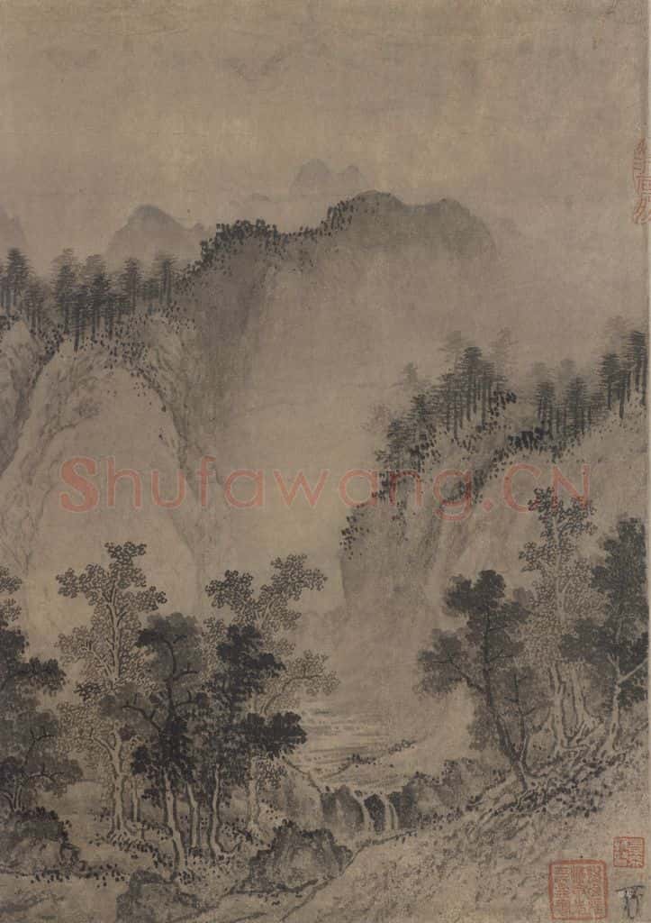 宋 佚名《平林霁色图》书画作品