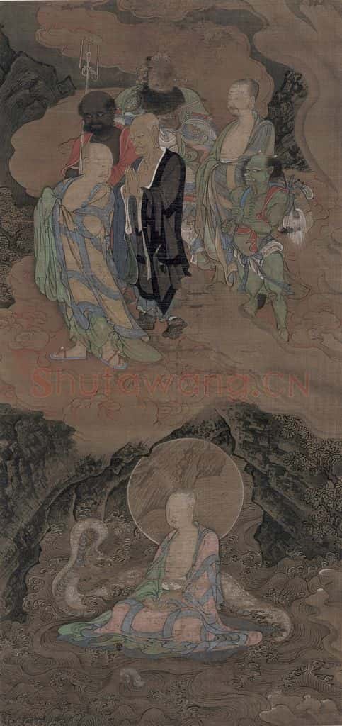 宋 周季常《五百罗汉图:洞中入定》书画作品