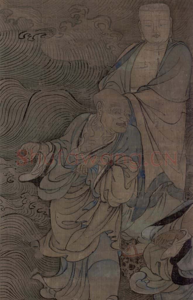 宋 周季常《五百罗汉图:渡水罗汉》书画作品