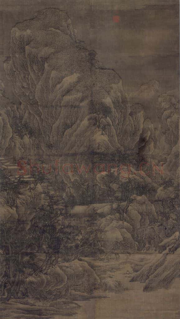 宋 范宽《雪山楼阁图》书画作品
