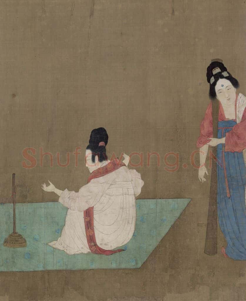 宋 赵佶《摹张萱捣练图》书画作品
