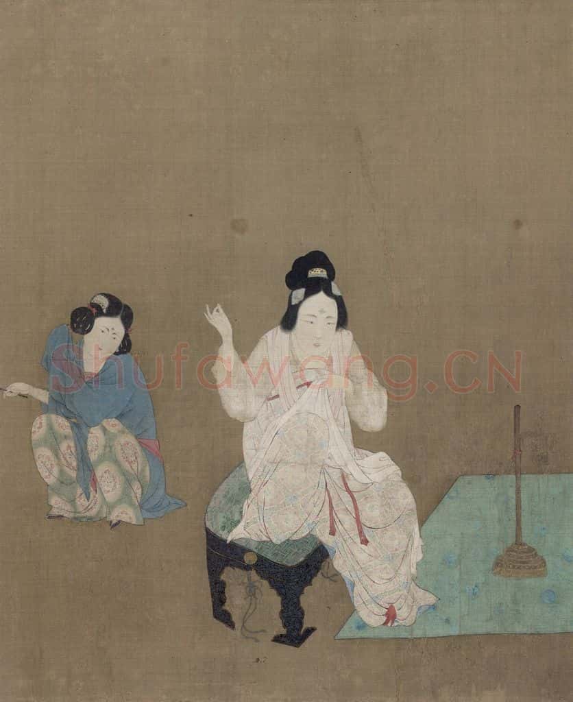 宋 赵佶《摹张萱捣练图》书画作品
