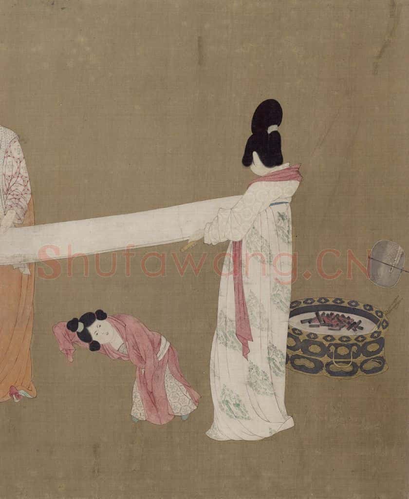 宋 赵佶《摹张萱捣练图》书画作品