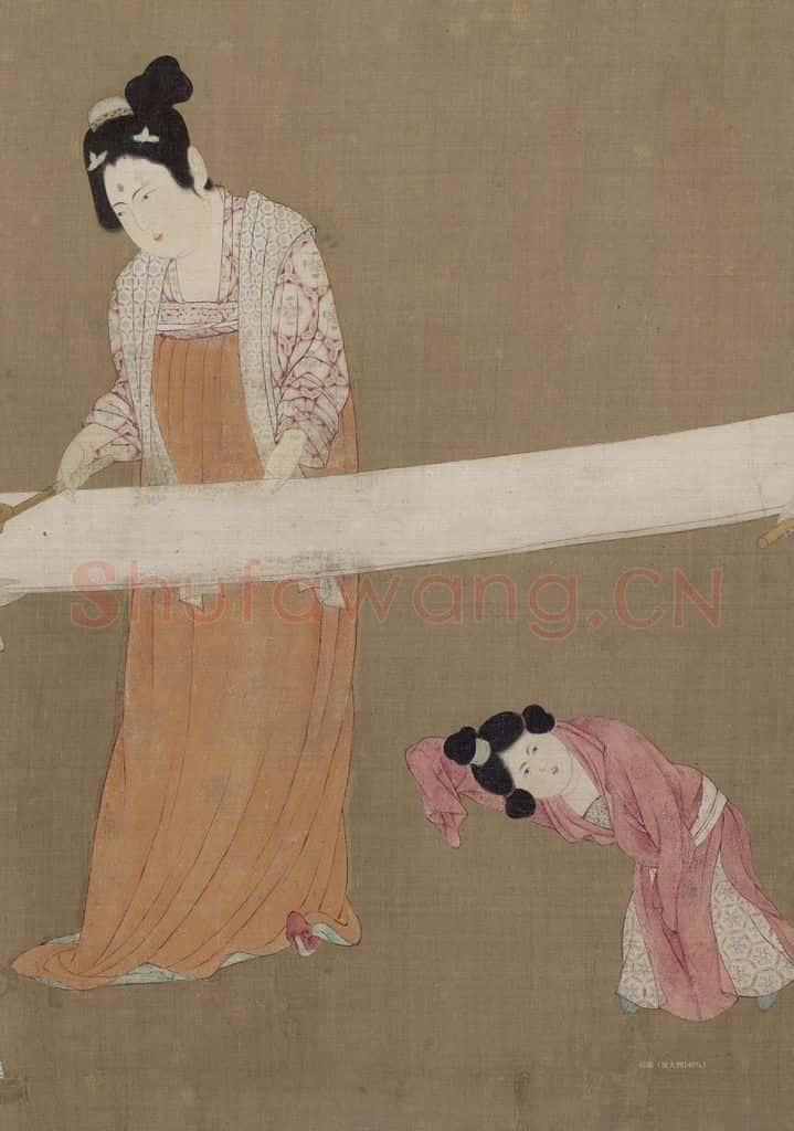 宋 赵佶《摹张萱捣练图》书画作品