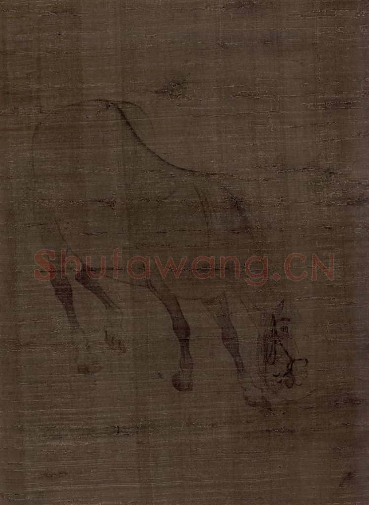 宋 佚名《人马图》书画作品