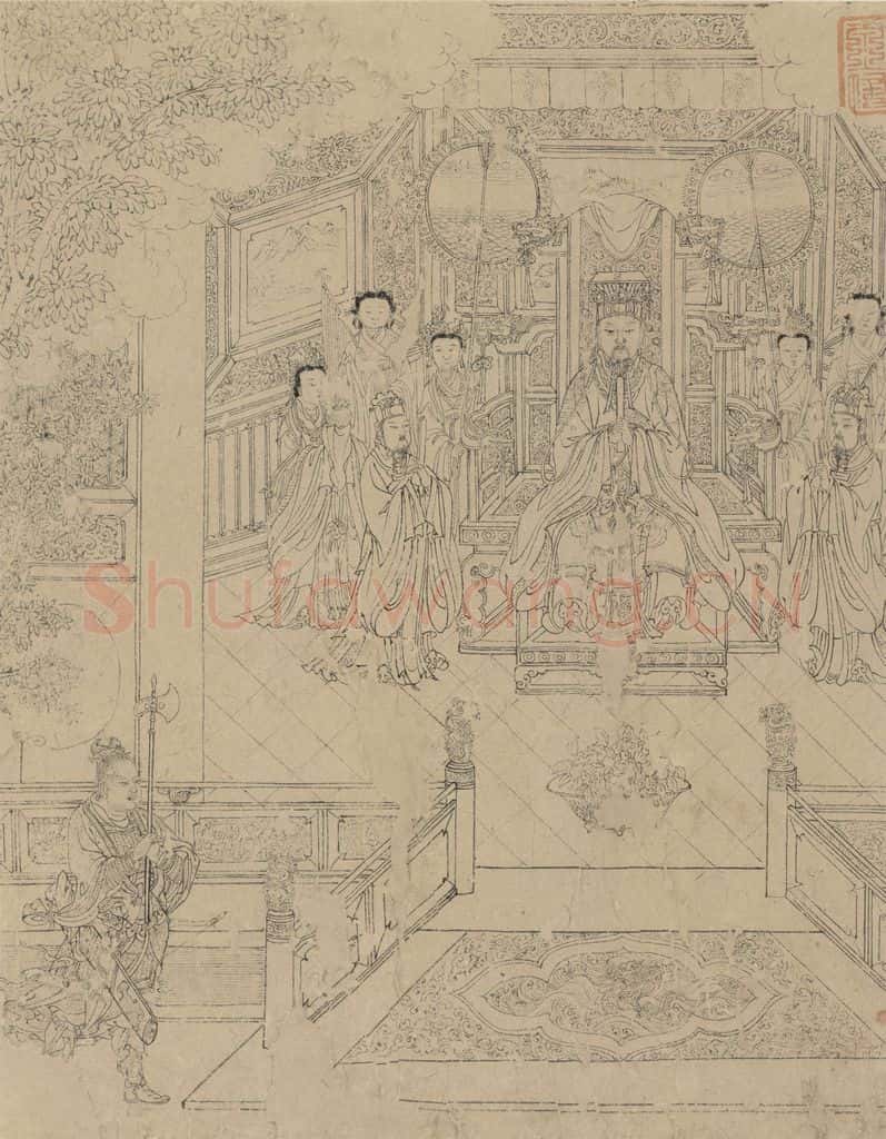 宋 佚名《道子墨宝:诸神朝谒图》书画作品