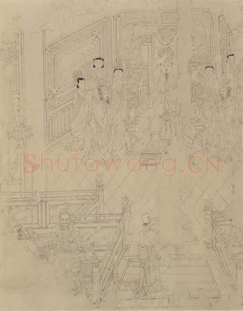 宋 佚名《道子墨宝:诸神朝谒图》书画作品