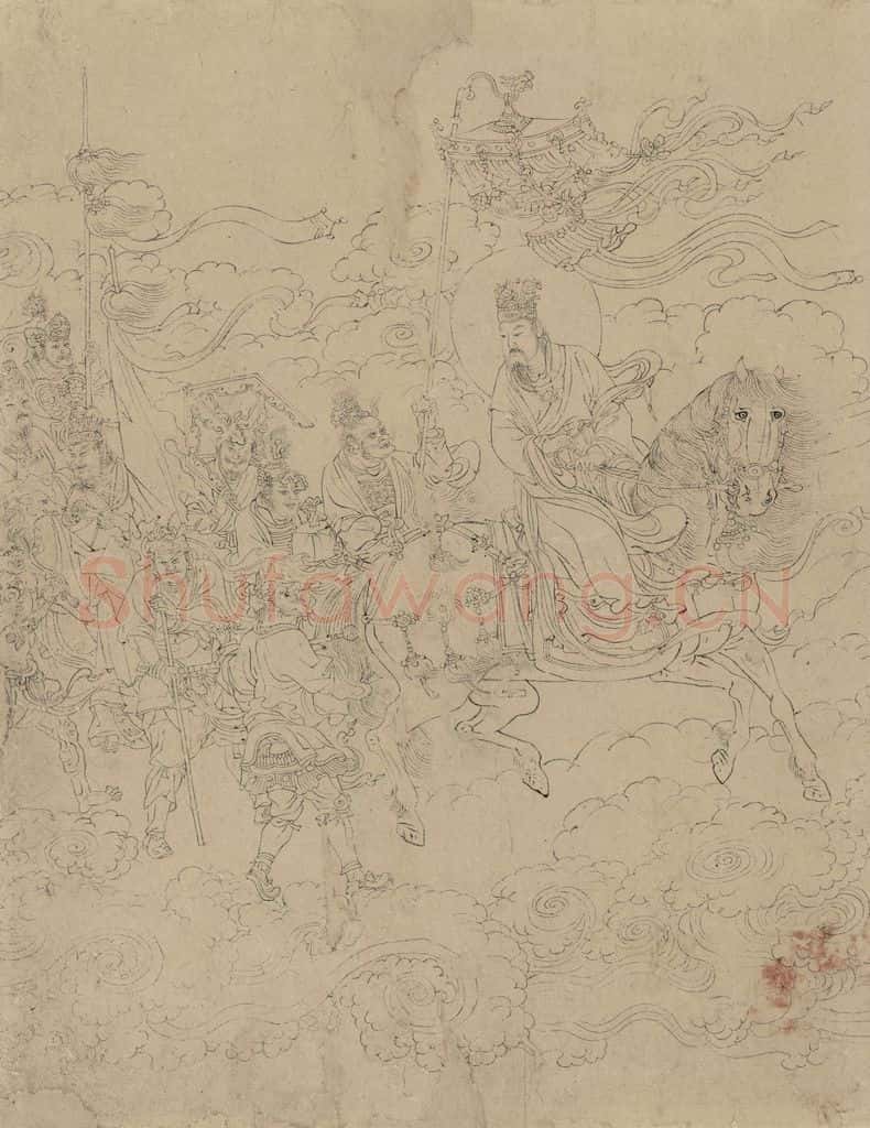 宋 佚名《道子墨宝:诸神朝谒图》书画作品