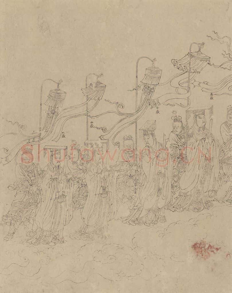 宋 佚名《道子墨宝:诸神朝谒图》书画作品