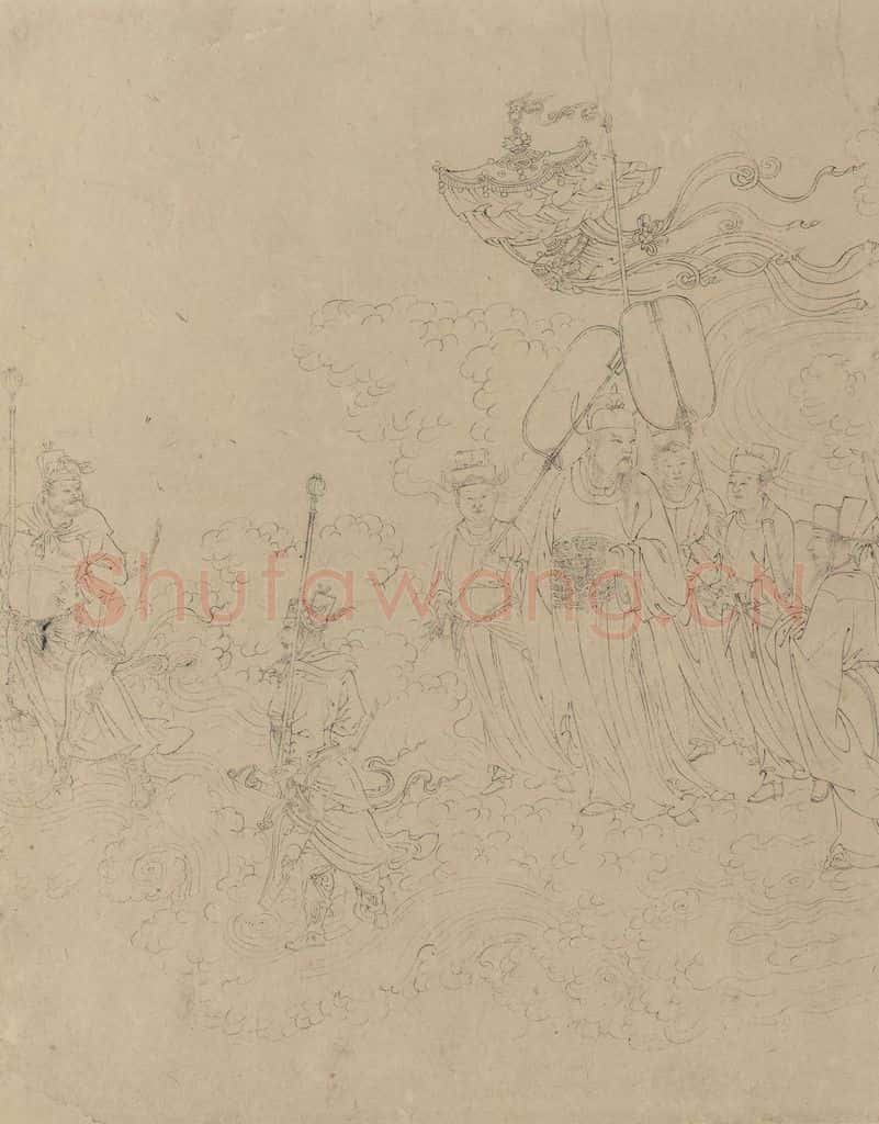 宋 佚名《道子墨宝：诸神朝谒图》书画作品