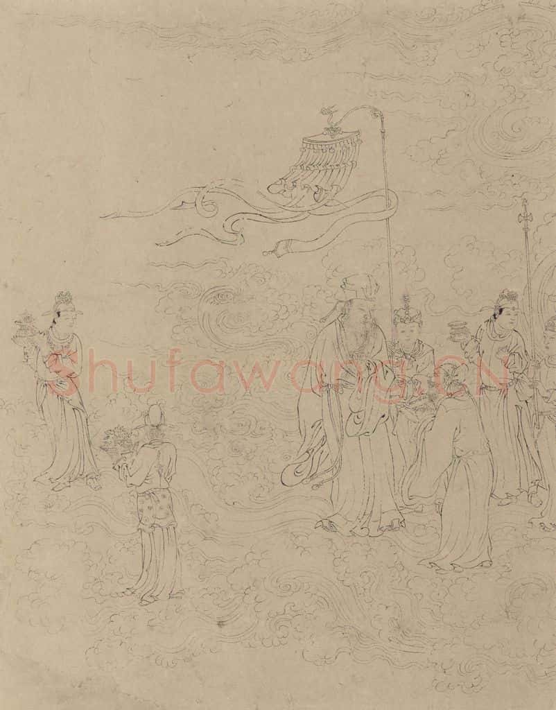 宋 佚名《道子墨宝：诸神朝谒图》书画作品