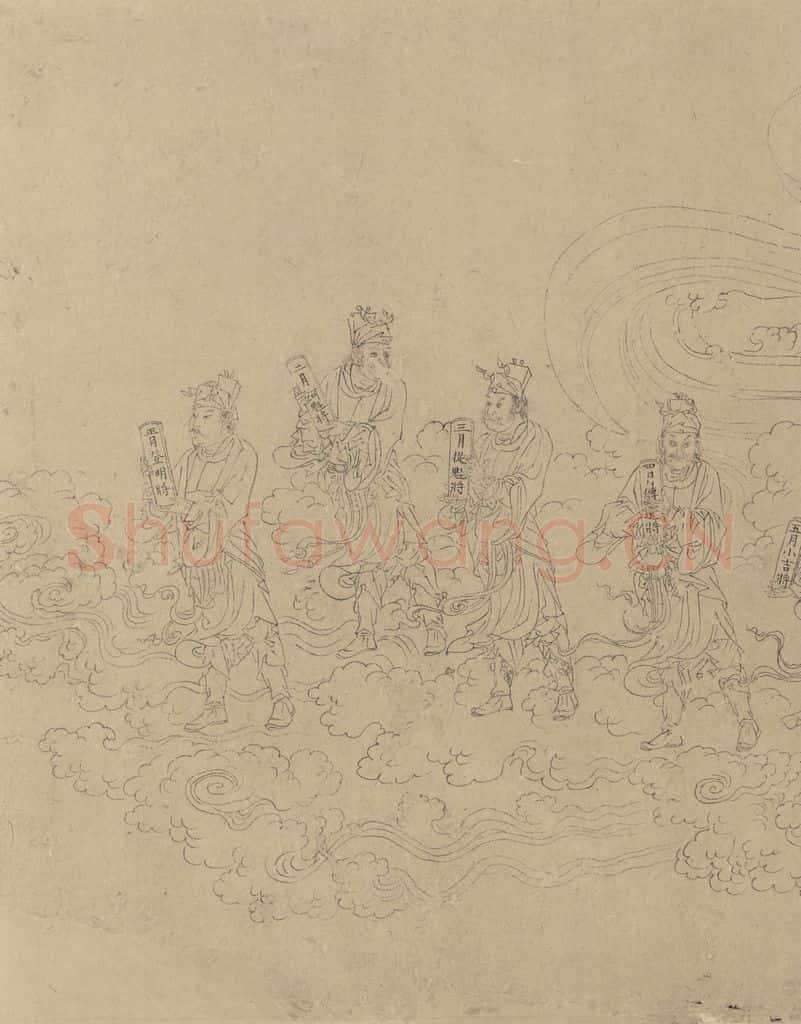 宋 佚名《道子墨宝：诸神朝谒图》书画作品