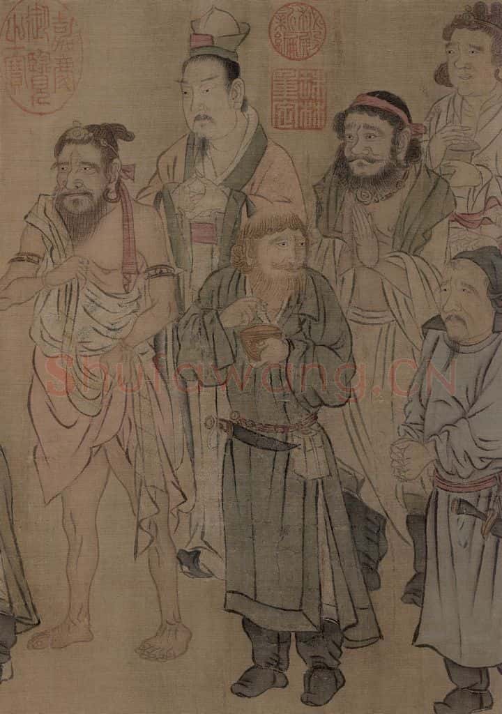 宋 赵光辅《番王礼佛图》书画作品