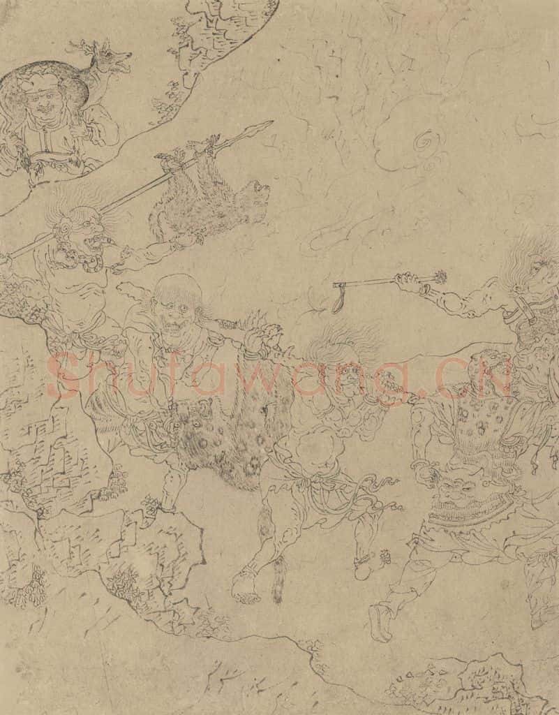 宋 佚名《道子墨宝：搜山图》书画作品