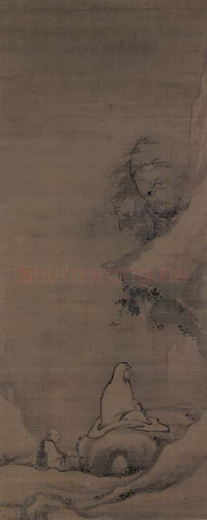宋 佚名《达摩面壁图》书画作品