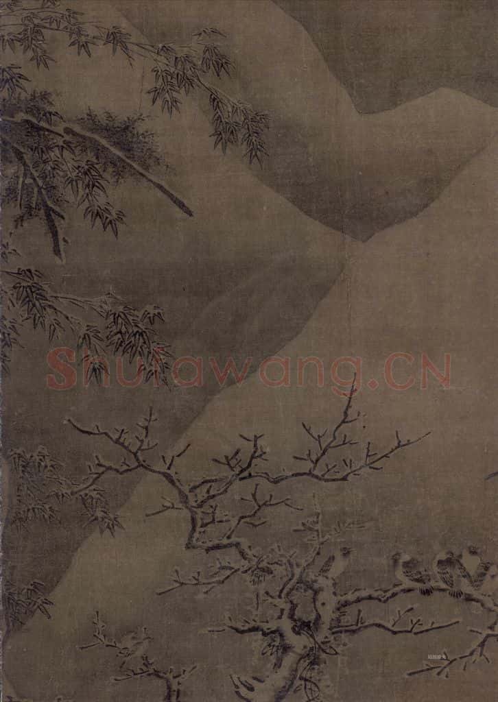金 高焘《寒林聚禽图》书画作品