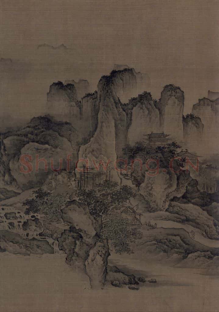 金 佚名《溪山无尽图》书画作品