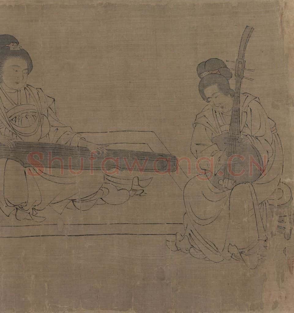 宋 佚名《仿周文矩宫中图》书画作品