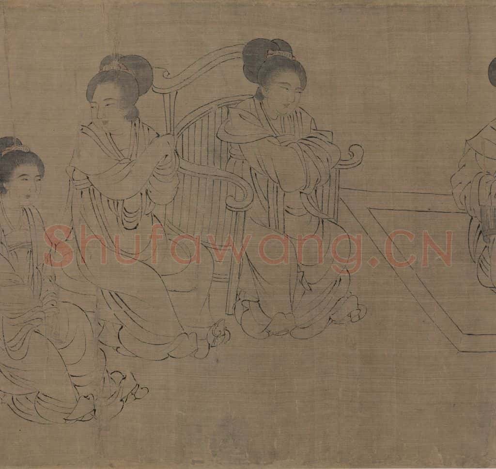 宋 佚名《仿周文矩宫中图》书画作品